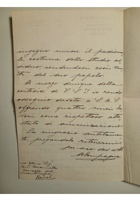 Lettera di Omaggio Culturale al Console del Montenegro a Napoli (1898)
