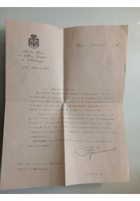 Raccomandata del Ministero Affari Esteri da Cettigne al Console a Napoli (1909 )