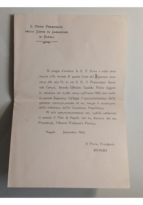 Invito della Corte di Cassazione di Napoli al Console del Montenegro (1908)