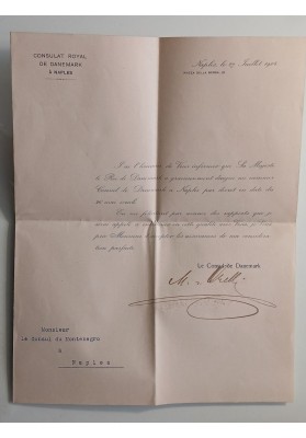 Lettera di Commiato del Console dello Stato Indipendente del Congo al Console del Montenegro (1908)