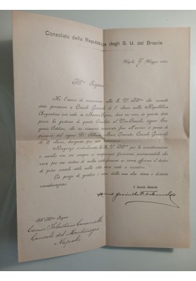 Relazioni Brasile-Montenegro 1906: Lettera Passaggio Consegne Consolato