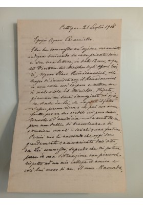 Lettera 1908 Popovitch da Cettigne a Console Caramiello Napoli - Lite Debito