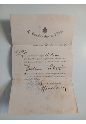 Lettera 1901 Consolato Buenos Aires a Console Montenegro Napoli - Ricerca Gaetano Liberti
