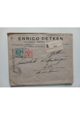 Editoria Napoli (1911): Lettera e busta di Enrico Detken per Guida al Consolato Montenegro