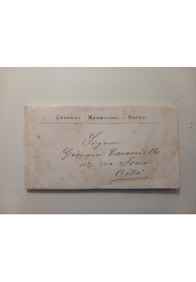 Commercio Napoli (1888): Nota manoscritta e busta di Gennaro Mammolino per Caramiello