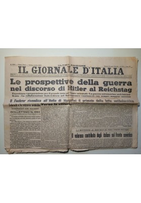 IL GIORNALE D'ITALIA ULTIMA EDIZIONE 23 Aprile 1942 ASSE ROMA - BERLINO