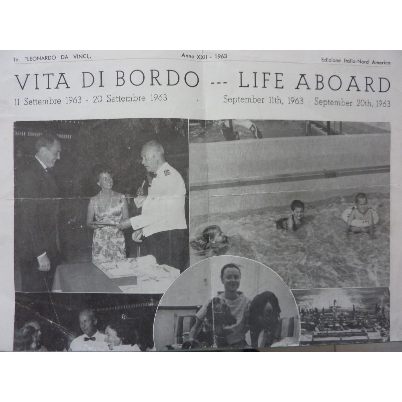 Tn "LEONARDO DA VINCI Anno XXII 1963 Edizione Italia - Nord America VITA DI BORDO  - LIFE ON BOARD 11 Settembre 1963 / 20  Sette