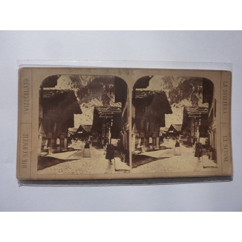 Fotografia stereoscopica "SVIZZERA N.° 49 A Unterseen" Inizi '900