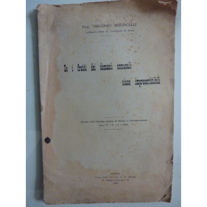 SE I FRUTTI DEI DEMANI COMUNALI SIANO IMPRESCRITTIBILI