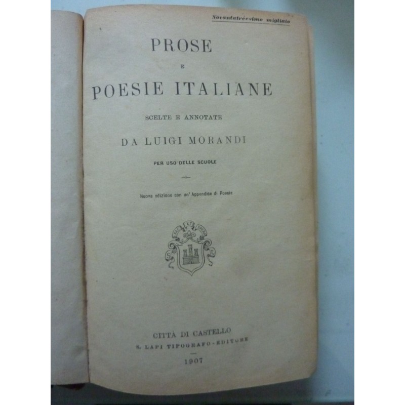 PROSE E POESIE ITALIANE SCELTE ED ANNOTATE DA LUIGI MORANDI