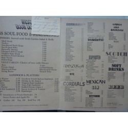 Menu Ristorante "WEST BOONDOCK BOOS SOUL & FINE DRINK N.Y.C."