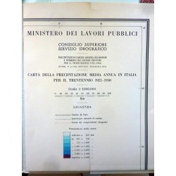 Ministero dei Lavori Pubblici - Consiglio Superiore, Servizio Idirografico  CARTA DELLA PRECIPITAZIONE MEDIA ANNUA IN ITALIA PER