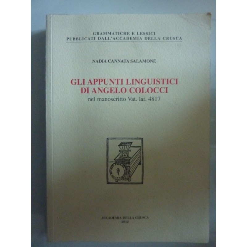 GLI APPUNTUI LINGUISTICI DI ANGELO COLOCCI  nel manoscritto Vat. lat. 4817