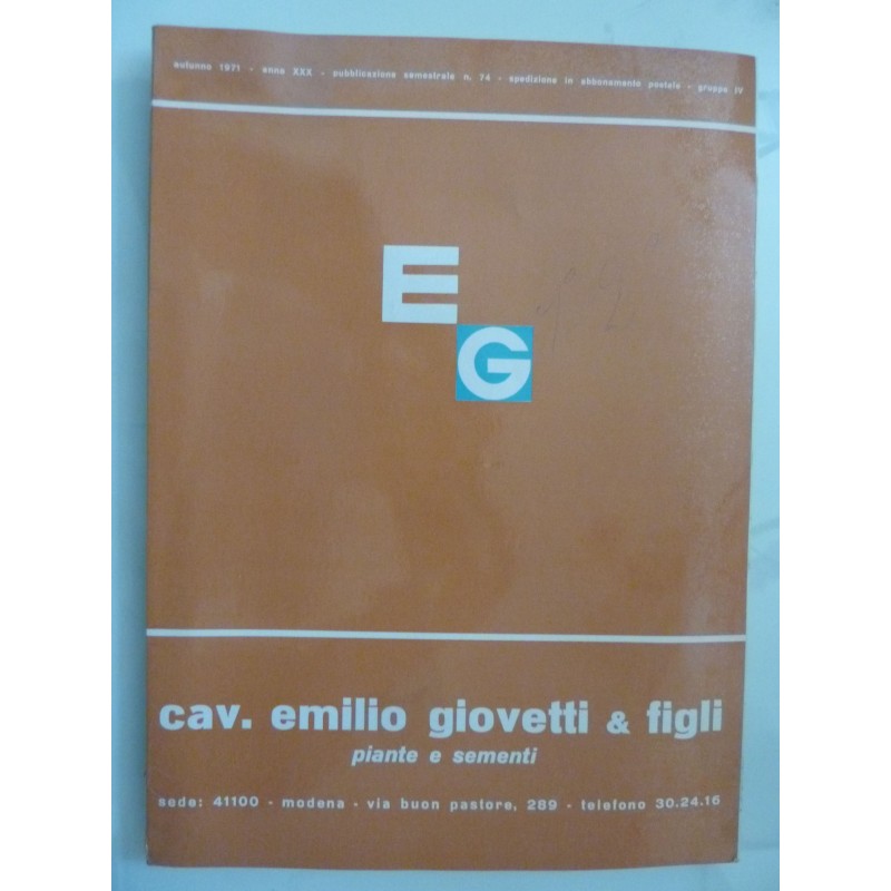 CAV. EMILIO GIOVETTI & FIGLI MODENA  Piante e Sementi  Autunno 1971