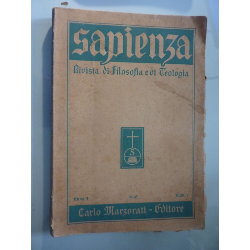 SAPIENZA Rivista di Filosofia e di Teologia Anno 1 Numero 1