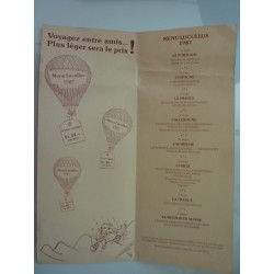 Menu Lucullus 1987  Parcours culinaire a travers l' Europe CONTINENTAL HOTEL LAUSANNE