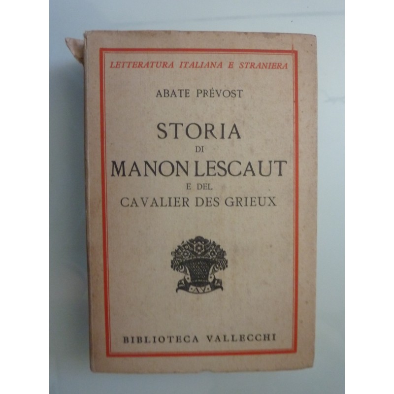 STORIA DI MANON LESCAUT E DEL CAVALIER DES GRIEUX