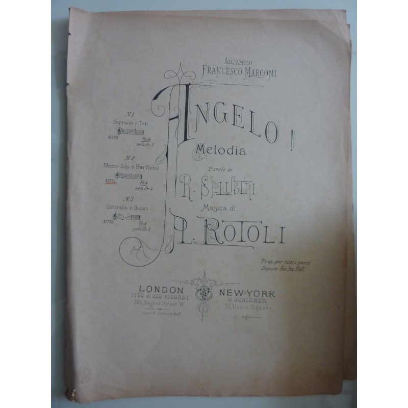 ALL'AMICO FRANCESCO MARCONI ANGELO Melodia Parole di R. SALLUSTRI Musica A. ROTOL